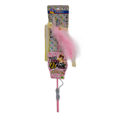 CattyMan 雅致釣竿式逗貓棒 羽毛玩具, 魅惑粉, 1個
