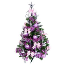 摩達客 聖誕裝飾配件包組合 銀紫色系, 4~5尺樹適用