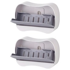 生活King 黏貼式隱藏式香皂架/肥皂架/瀝水架 浴室適用, 白色 + 灰色, 2個