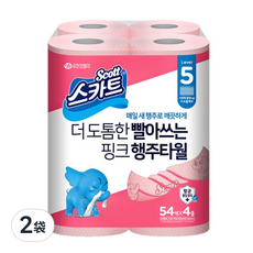 Scott 可麗舒 乾濕兩用拋棄式抹布 粉色加厚款 54張, 4捲, 2袋