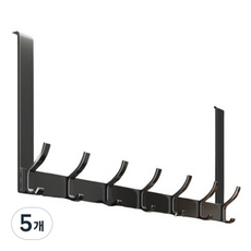 免鑽孔房門門後掛鉤 7鉤, 黑色, 5個