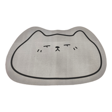 AMANCE 雅曼斯 軟式硅藻吸水地墊 浴室踏墊 瞬間吸水 腳過即乾 雙面防滑 柔軟觸感 多款可選 方便清洗, 淺灰喵, 40 x 60cm, 1個