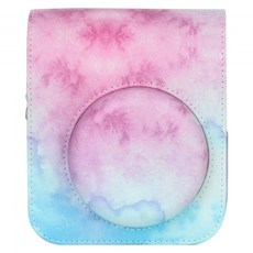 拍立得 mini12PU 皮質油彩復古相機包/保護套收納包 藍粉彩, 單一商品, 1個