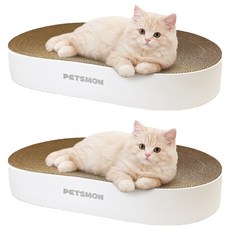 펫츠몬 고양이 눕기편한 와이드 타원형 스크래쳐, 화이트, 2개