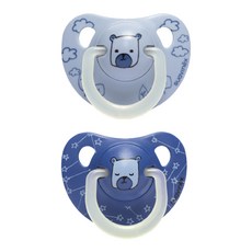 suavinex 蘇維妮 New 夜光系列 安撫奶嘴組, 6個月以上, 藍色小熊款, 2個