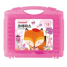모나미 모니주 크레파스 핑크, 18색, 1세트