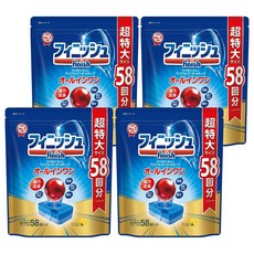 finish 餐具小紅球清潔錠 All in one 洗碗機專用 58顆, 1.044kg, 4袋