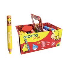 GIOTTO be-be寶寶木質蠟筆手提組 安全無毒可水洗 附贈削筆器, 12色, 36支