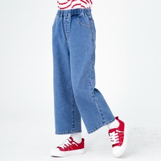 LollyTree 兒童棉質彈力寬版牛仔褲