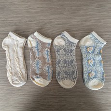 페이퍼먼츠 여성용 입체 플로럴 발목양말 4종 세트 10324
