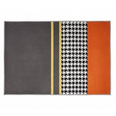 簡約水晶絨玄關踏墊, 橘灰千鳥 灰色 + 橘色, 1個
