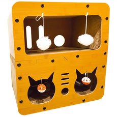 寵物夢工廠 雙層貓抓屋遊樂場, 原木色, 1個