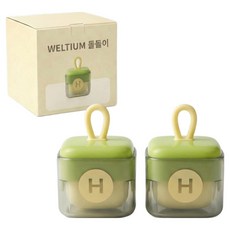 웰티움 휴대용 미니 돌돌이 의류 먼지제거 찍찍이 롤러, 그린, 2개