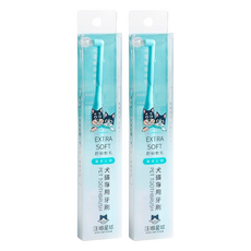 DOG CAT STAR 汪喵星球 犬貓專用超細軟毛牙刷 單束尖頭, 日本製, 顏色隨機出貨, 2支