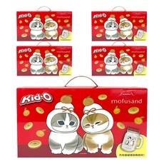 Kid-O 貓福珊迪厚餡夾心餅禮盒 (5盒) 台灣製造, 厚餡威化餅 奶油風味 8個 + 厚餡威化餅 草莓風味 8個 + 杯子