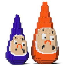 Sankaku 達摩主題積木2件組 S, 藍色, 橘色