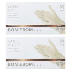 봄에봄 乳膠手套 100入, 2個, 中(M), 象牙白