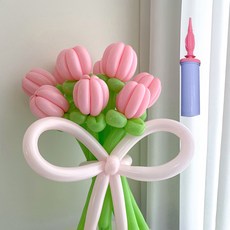 PartyIsland 鬱金香花束DIY + 手動打氣筒組合, 1套, 粉紅色