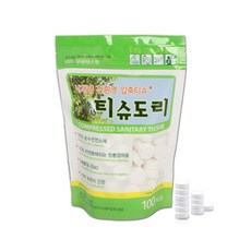 티슈도리 압축 미니 티슈 100p, 1개