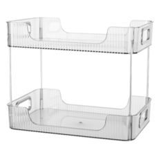 FAmILyLIFE 生活 多功能可疊加雙層收納置物收納架, 透灰色, 1個