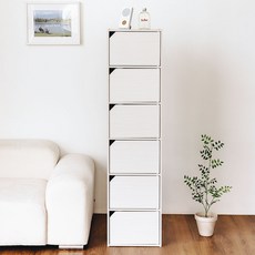 아이리스 6단 공간박스 도어형 수납장, 오프 화이트