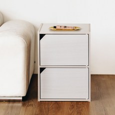 아이리스 2단 공간 박스 도어형 수납장 MDB-2D, 화이트