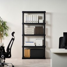 아이리스 무볼트 조립식 플라스틱 앵글 선반, 블랙, 5단