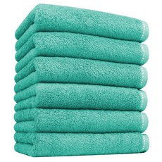 Songwol 松月 素色竹炭毛巾 200g, 藍綠色, 6條