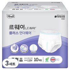 all'swell 男女通用 LeWei Plus 內褲型成人紙尿褲, 10枚入, 3套, 中型