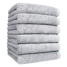 Songwol 松月 素色竹炭毛巾 200g, 淺灰色, 6條