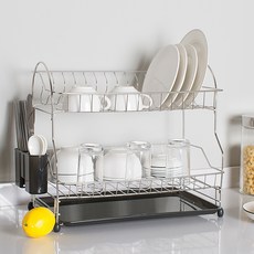 코멧 키친 스테인레스 식기건조대 2단, 블랙