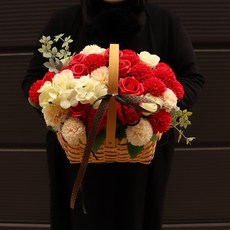Blüehen 玫瑰人造花籃, 紅色的