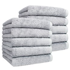 Songwol 松月 Bonneur洗臉毛巾 200g 竹纖維白, 淺灰色, 10個