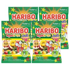 HARIBO 圈圈造型酸味軟糖 蘋果風味, 4包, 80g