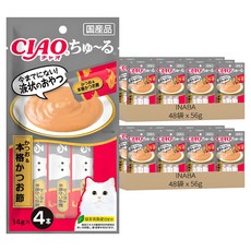 INABA CIAO 啾嚕 肉泥, 鰹魚 + 正宗柴魚片, 56g, 96袋