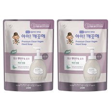 아이깨끗해 프리미엄 클린 비건 핸드워시 피오니향 리필, 400ml, 2개