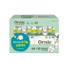 오닉피노 유기농 순면커버 생리대 날개형, 중형, 18개입, 4개
