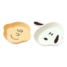PEANUTS 史努比 造型盤2件組, 史努比 + 查理布朗 白色 + 膚色, 1套, 2件組造型盤