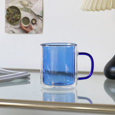 goodliving Home Cafe雙層玻璃馬克杯 350ml, 藍色, 1個