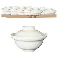 TATUNG 大同磁器 附蓋麵碗, 10組, 白色