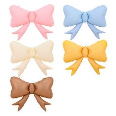 PARTYSHOW 可愛緞帶生日氣球5件組, 1套, 象牙白, 黃色, 棕色, 粉紅色, 藍色