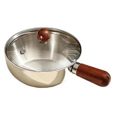 Zencus 不鏽鋼木柄迷你鍋 含鍋蓋, 混合色, 1個, 14cm