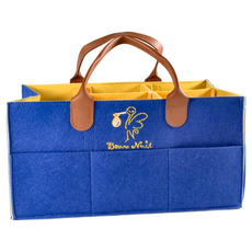 Bonne Nuit 多功能收納盒 媽媽包, 彩色繽紛, 小巧玲瓏設計, 實用收納功能, 41.5 × 23.5 × 21cm, 藍色 + 黃色