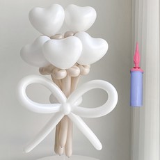 PartyIsland 愛心花束DIY + 手動打氣筒套組, 白色, 1套