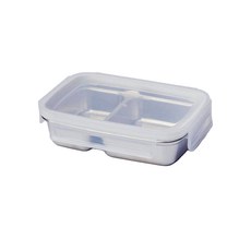 JAJU 方形不鏽鋼2格分裝保鮮盒, 1個, 500ml