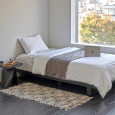 에스엘큐케이 노비스 원목 무헤드 침대 프레임 단품 방문설치, 블랙