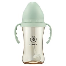 Simba 小獅王辛巴 蘊蜜鉑金PPSU寬口吸管把手防脹氣奶瓶 3個月以上, 綠沐色, 270ml, 1個