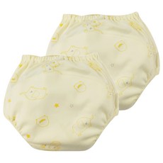 PiYOPiYO 小鴨學習褲 強勁吸水 360度貼合 雙層紗布透氣, 90cm, 黃色, 2件