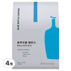 블루보틀커피 밸런스 원두, 홀빈(분쇄안함), 200g, 4개