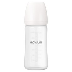 MOYUUM 寬口矽膠玻璃奶瓶 白色 240ml, 1盒